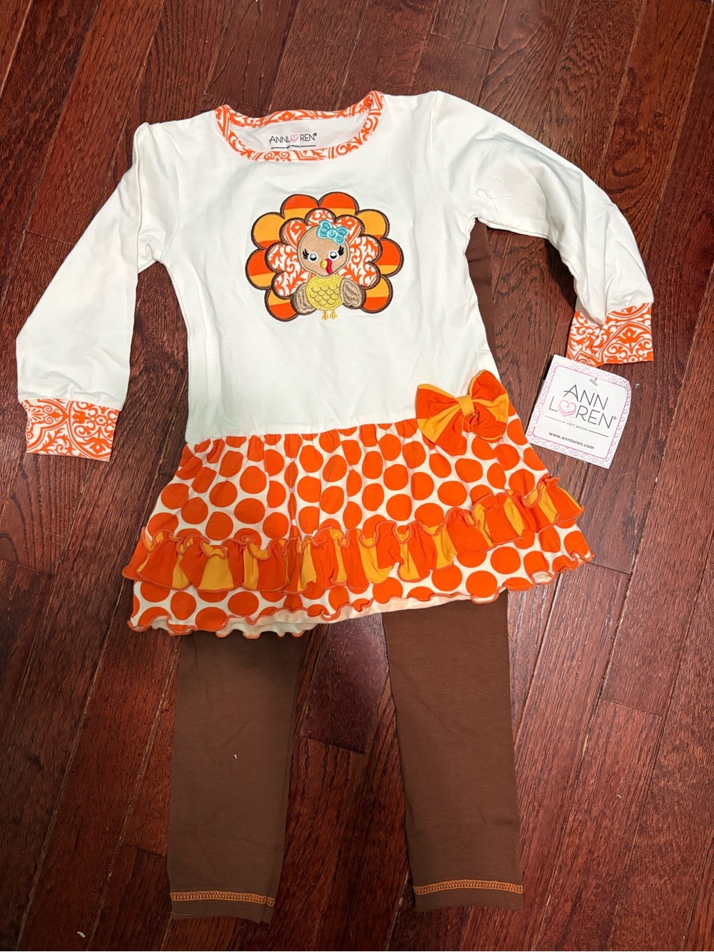 Ann Loren White, Orange & Brown Turkey Tunic Set